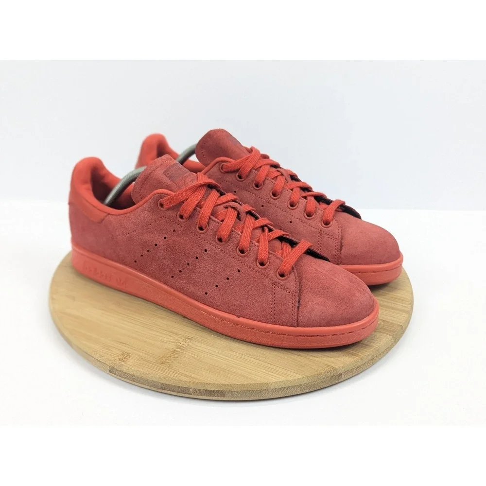 Adidas Stan Smith Shoes Mens 10 Power Red Suede Low Top Sneakers S75109‎